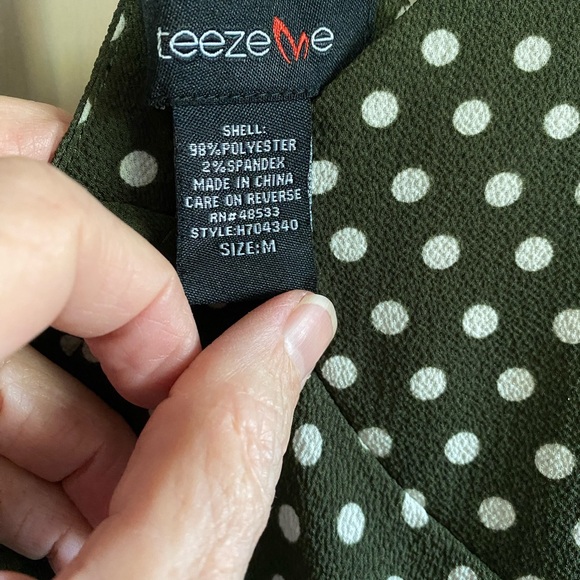 Forest Green Dress with White Polka-dots. Size Medium - Picture 7 of 7